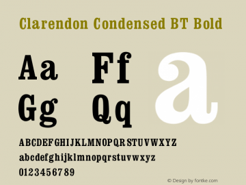 Clarendon Condensed BT Bold V1.00图片样张