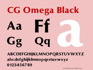 CG Omega Black V1.00 Font Sample