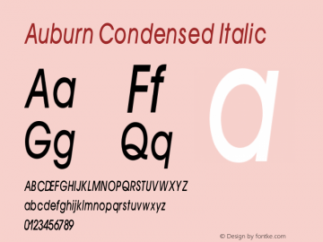 Auburn Condensed Italic V1.00 Font Sample