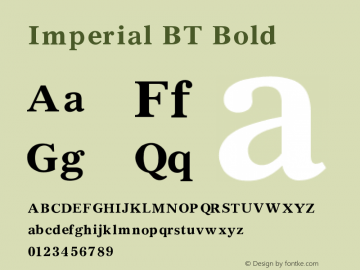 Imperial BT Bold V1.00 Font Sample