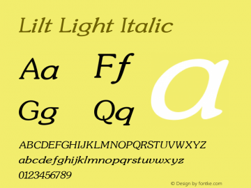 Lilt Light Italic V1.00 Font Sample