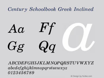 Century Schoolbook Greek Inclined V1.00图片样张