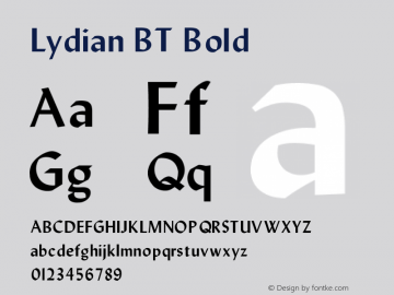 Lydian BT Bold V1.00 Font Sample