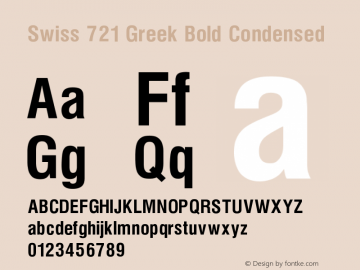 Swiss 721 Greek Bold Condensed V1.00 Font Sample