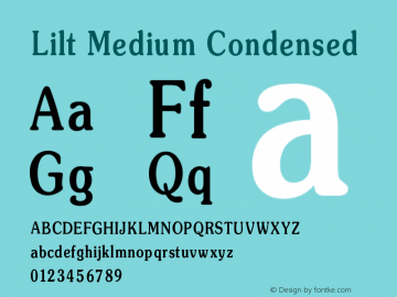 Lilt Medium Condensed V1.00 Font Sample