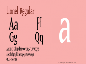 Lionel Regular Brendel            :05.09.1995 Font Sample