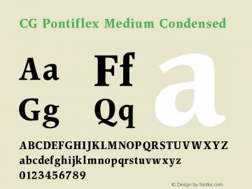 CG Pontiflex Medium Condensed V1.00 Font Sample