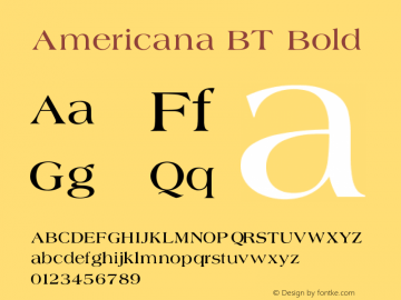Americana BT Bold V1.00 Font Sample