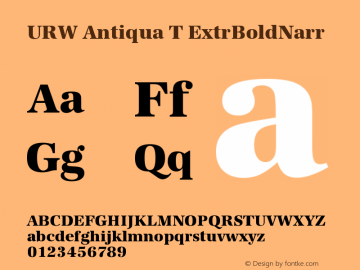 URW Antiqua T ExtrBoldNarr Version 001.005 Font Sample