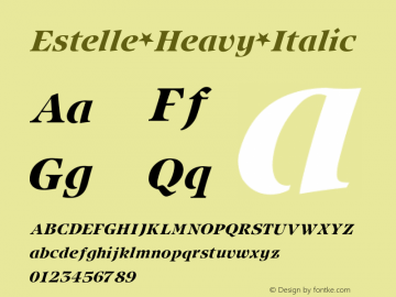 Estelle Heavy Italic V1.00 Font Sample