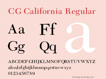 CG California Regular V1.00 Font Sample