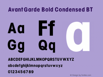 AvantGarde Bold Condensed BT V1.00图片样张