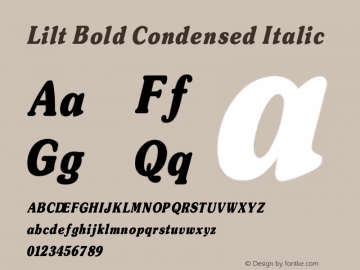 Lilt Bold Condensed Italic V1.00图片样张