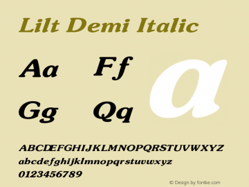 Lilt Demi Italic V1.00 Font Sample