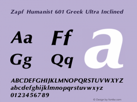 Zapf Humanist 601 Greek Ultra Inclined V1.00图片样张