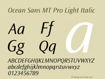 OceanSansMTPro-LightItalic Version 1.000 Font Sample