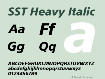 SST Heavy Italic Version 1.01, build 9, s3 Font Sample