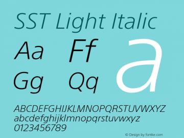 SST Light Italic Version 1.01, build 9, s3 Font Sample
