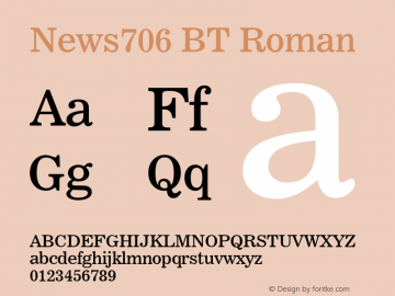 News706 BT Roman mfgpctt-v4.4 Dec 14 1998 Font Sample