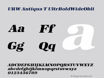 URW Antiqua T UltrBoldWideObli Version 001.005 Font Sample