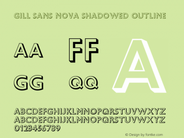 Gill Sans Nova Shadowed Outline Version 1.00 Font Sample
