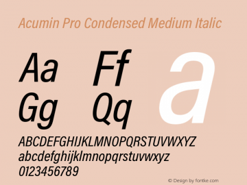 AcuminProCond-MediumItalic Version 1.011图片样张