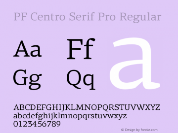 PF Centro Serif Pro Version 1.000 2006 initial release; Fonts for Free; vk.com/fontsforfree图片样张