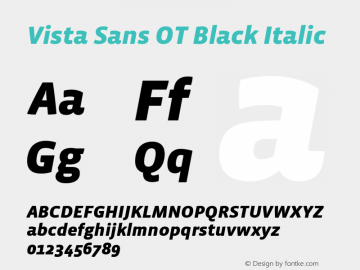 VistaSansOT-BlackItalic Version 1.000;PS 001.001;hotconv 1.0.38 Font Sample