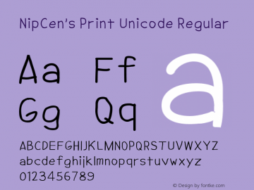 NipCen's Print Unicode 3.00 Font Sample