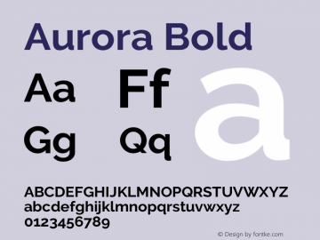 Aurora Bold Version 3.00 February 26, 2017 Font Sample