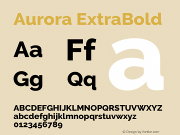Aurora ExtraBold Version 3.00 February 26, 2017 Font Sample