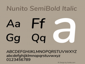 Nunito SemiBold Italic Version 3.000图片样张