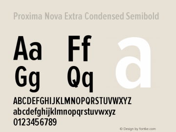 Proxima Nova Extra Condensed Semibold Version 2.003 Font Sample