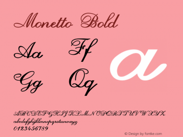 Monetto-Bold Version 1.000 Font Sample
