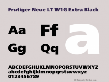 FrutigerNeueLTW1G-XBlack Version 1.00 Font Sample
