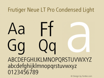 FrutigerNeueLTPro-CnLt Version 2.00 Font Sample