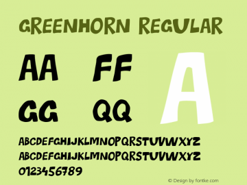 Greenhorn Version 1.000 2011 initial release Font Sample