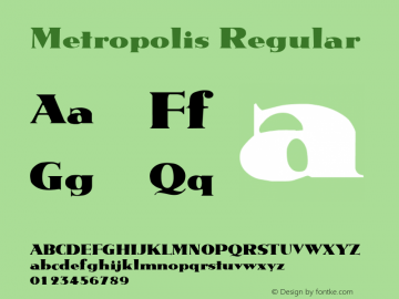 Metropolis Regular Altsys Fontographer 3.5  28.09.1993 Font Sample