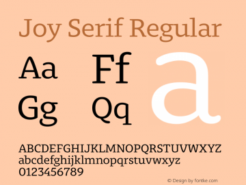 Joy Serif Regular Version 1.000 Font Sample