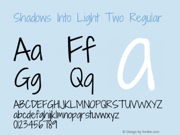 Shadows Into Light Two Version 1.003 2012 Font Sample