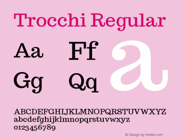 Trocchi Version 1.0; ttfautohint (v0.8) -l 6 -r 50 -G 100图片样张