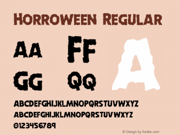 Horroween Version 1.0; 2014 Font Sample