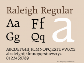 Raleigh Regular 2.0-1.0 Font Sample