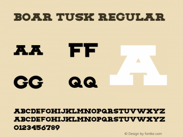 Boar Tusk Regular Version 1.000 Font Sample