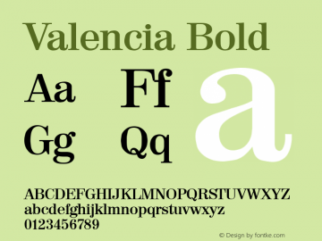 Valencia Bold Altsys Fontographer 3.5  9/23/93 Font Sample