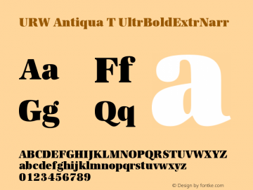 URW Antiqua T UltrBoldExtrNarr Version 001.005 Font Sample