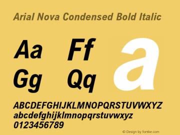 Arial Nova Cond Bold Italic Version 1.10m Font Sample