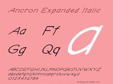 Ancron-ExpandedItalic Version 1.000 Font Sample