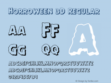 Horroween 3D Version 1.0; 2014 Font Sample