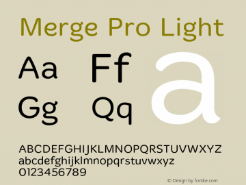Merge Pro Light Version 1.007;PS 001.007;hotconv 1.0.70;makeotf.lib2.5.58329 Font Sample